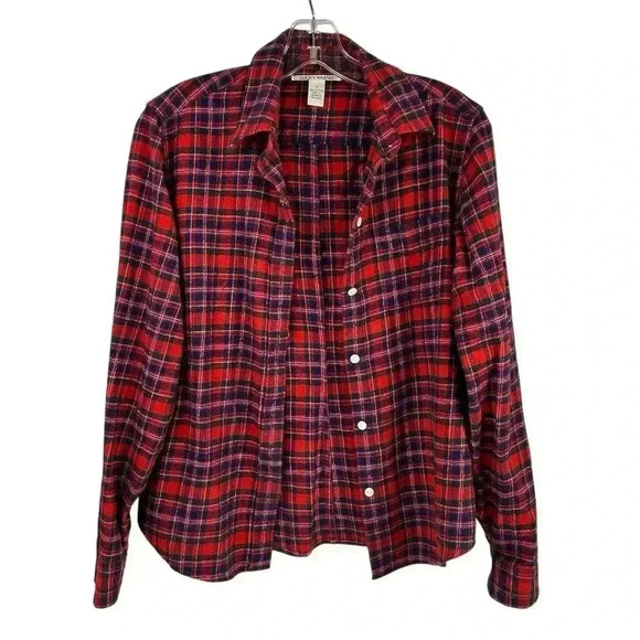 Lucky Brand Women's Plaid Flannel Button-Up Shirt Red Size S - Picture 2 of 9